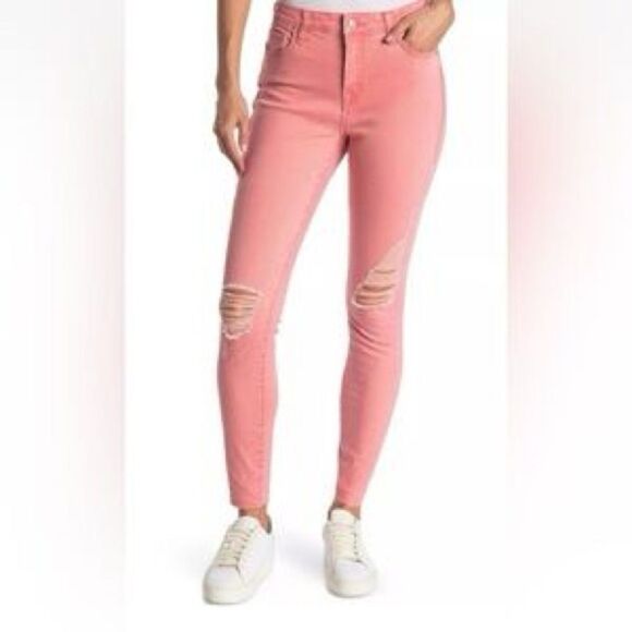 NWT TRUE RELIGION HALLE MID RISE SUPER SKINNY JEANS PINK PALOMA RIPPED Sz 27 - Picture 2 of 9
